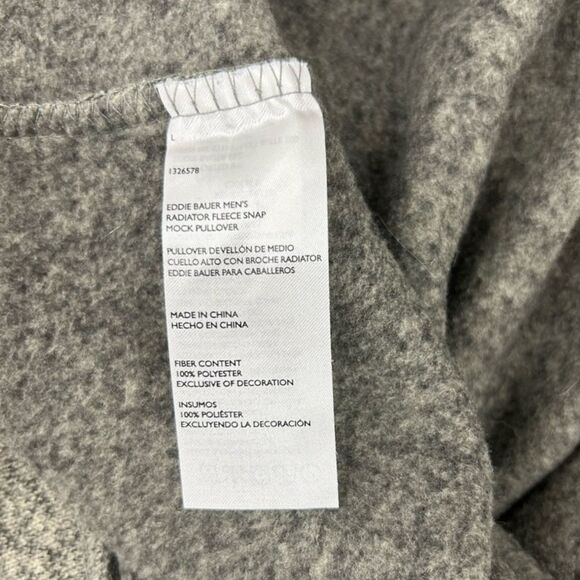 Eddie Bauer Men's Radiator Fleece Snap Mock Pullover Heather Gray Sweater Size L - Picture 6 of 8
